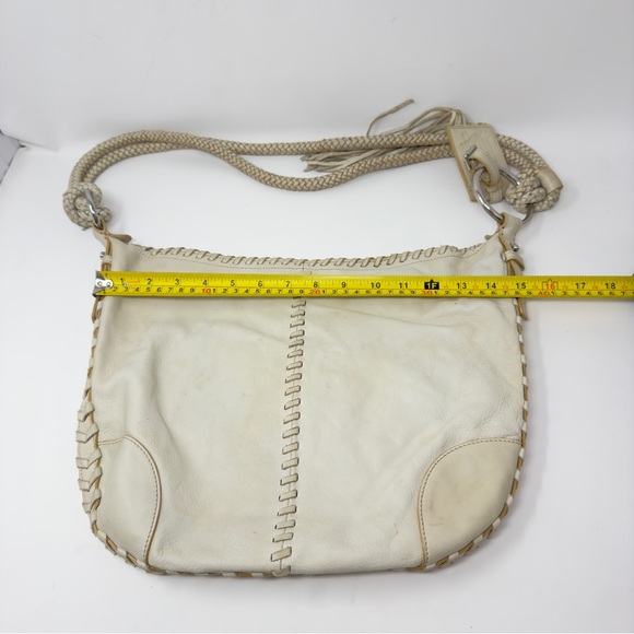 Large off white vintage ralph lauren leather bag with logo tassel - Picture 10 of 13